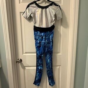 Silver and Blue Dance Costume, Unitard, Alien Dance Costume